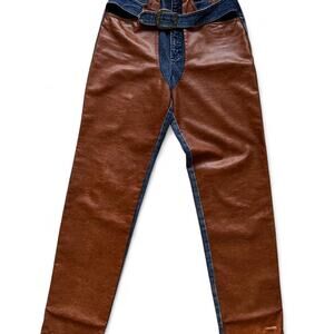 Roper High Waist Western Leather Panel Jeans cowboy alt country Denim Vintage 26